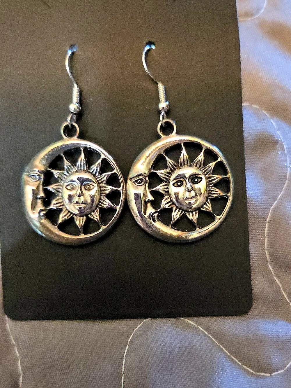 Sun & Moon Dangle Earrings Silver